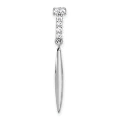 Sterling Silver Rhodium-plated Polished CZ Pointed Chain Slide Pendant