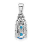 Sterling Silver Rh-plated Blue Onyx .08Cr.Pink Sapphire .005ct Dia. Pendant