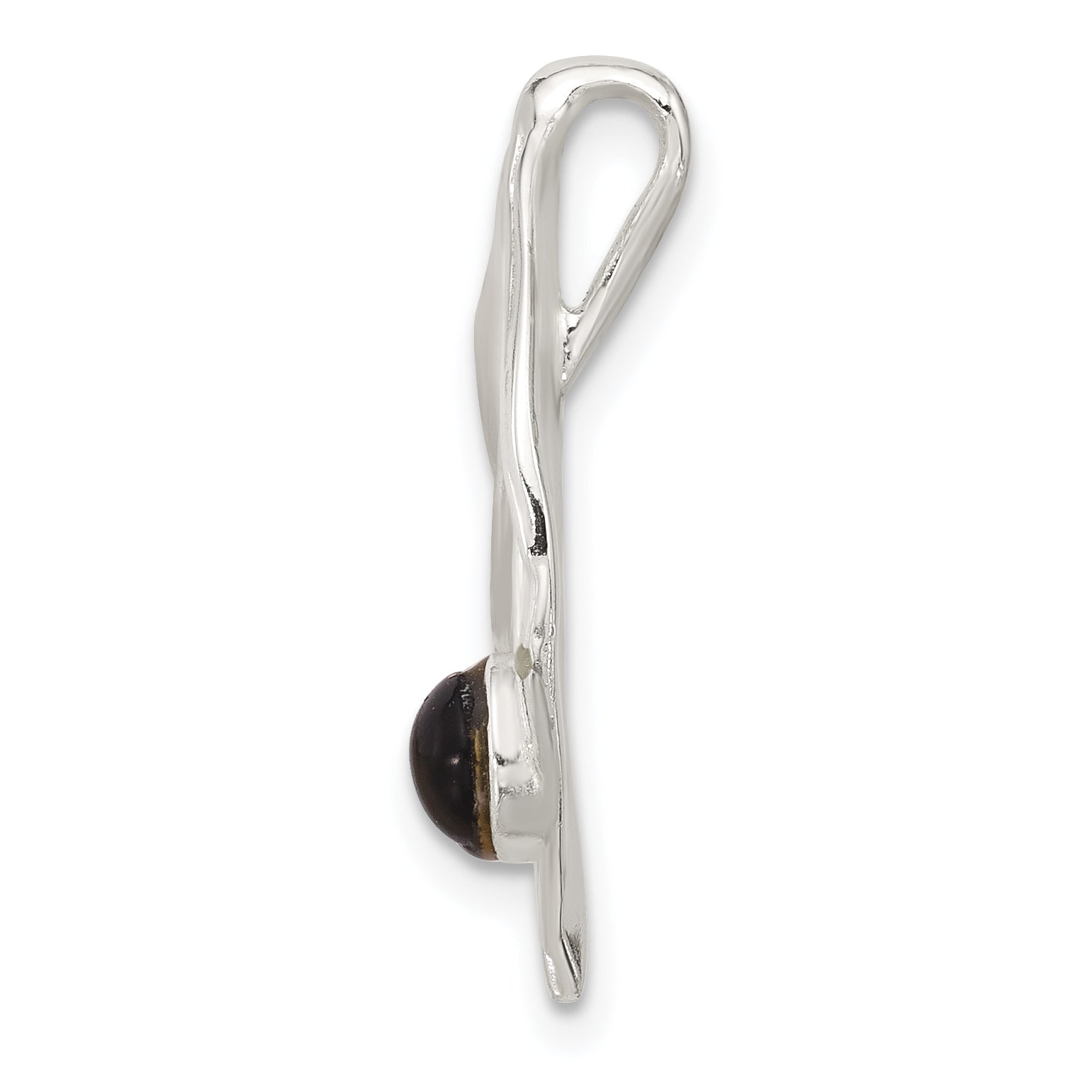 Sterling Silver Polished and Textured with Onyx Leaf Slide Pendant Secondary image