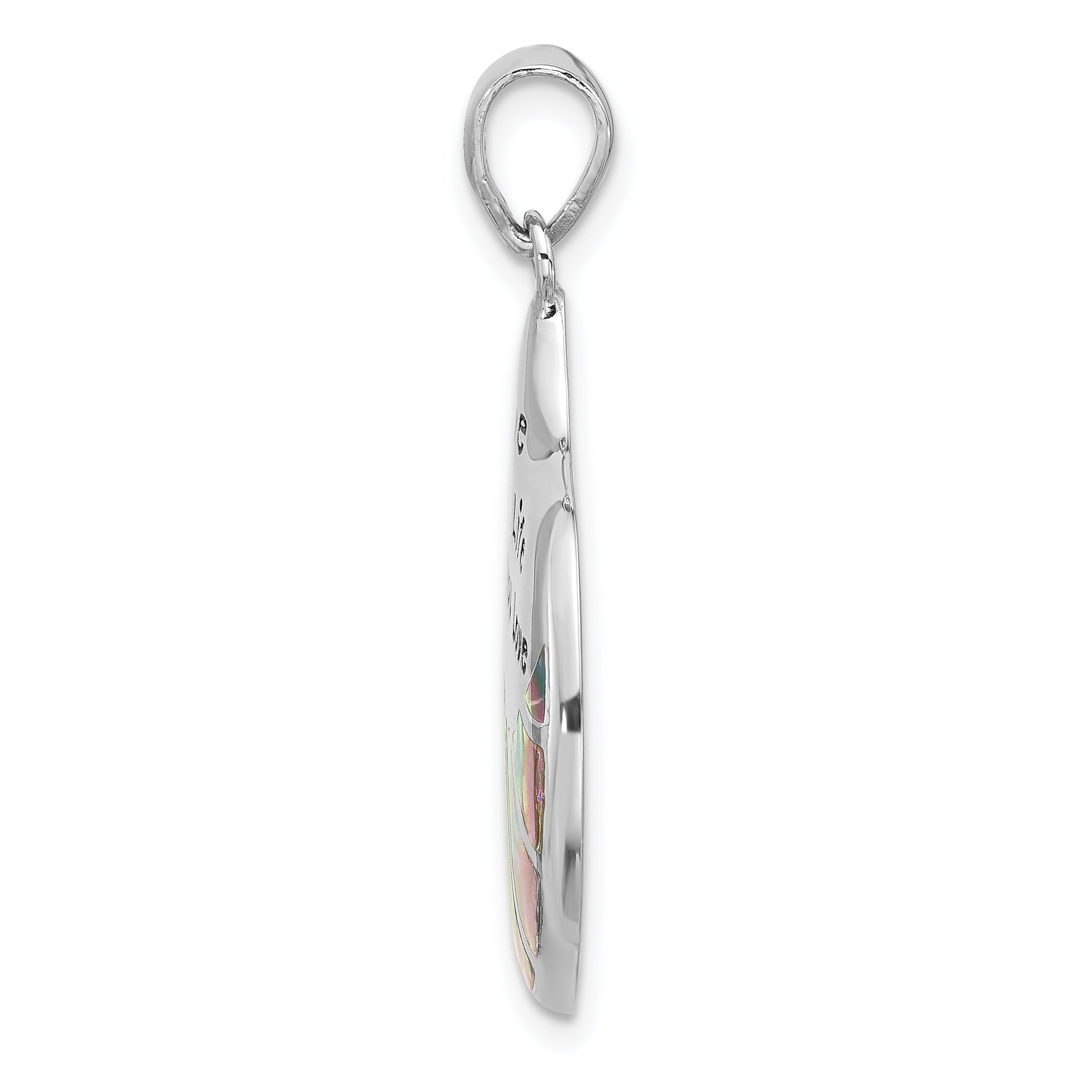Sterling Silver Rhodium-plated Abalone LIVE THE LIFE YOU LOVE Pendant Secondary image