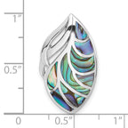Sterling Silver Rhodium-Plated Polished Oval Abalone Chain Slide Pendant