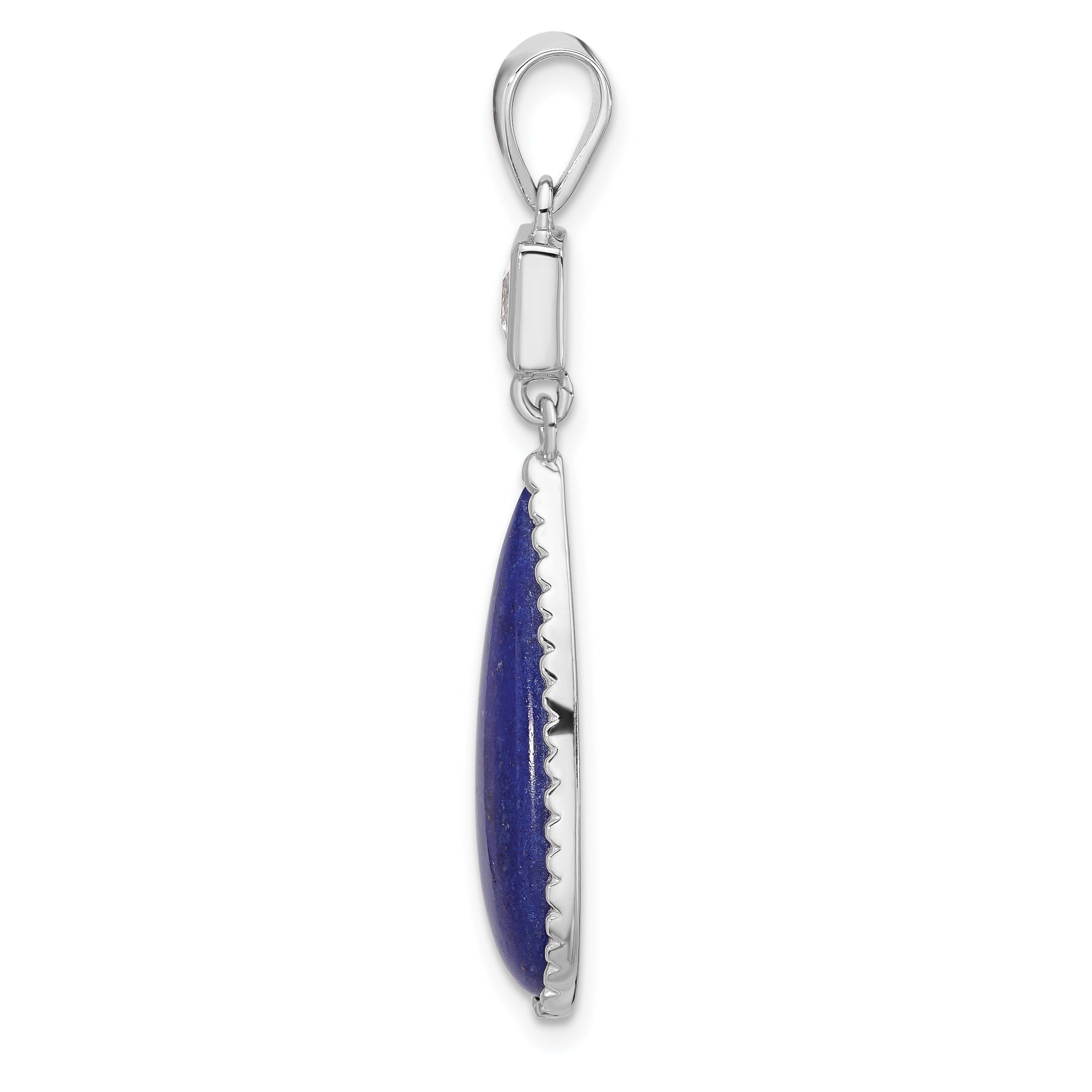 Sterling Silver Rhodium-plated Lapis Lazuli and CZ Pendant Secondary image