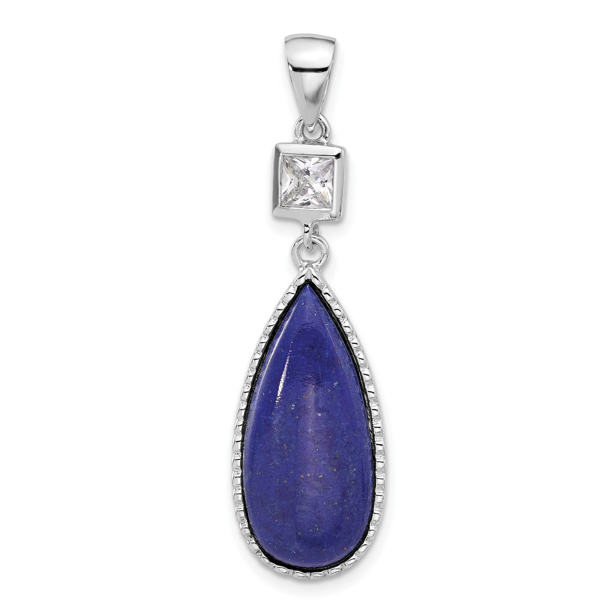Lab-Created Lapis Lazuli & Cubic Zirconia Teardrop Pendant in Sterling Silver - Sophia Jewelers Main image