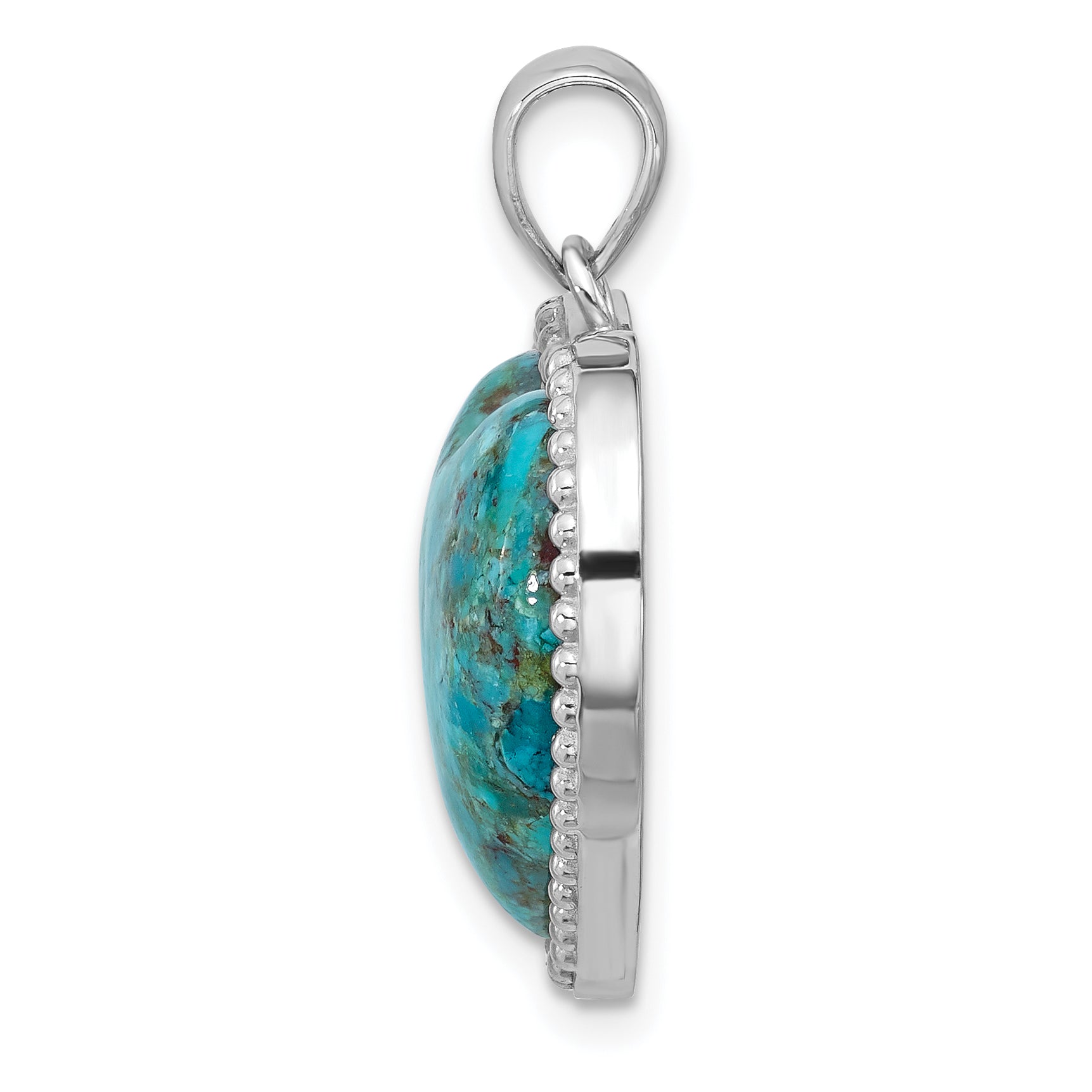 Sterling Silver Rhodium-plated Reconstituted Turquoise Heart Pendant Secondary image