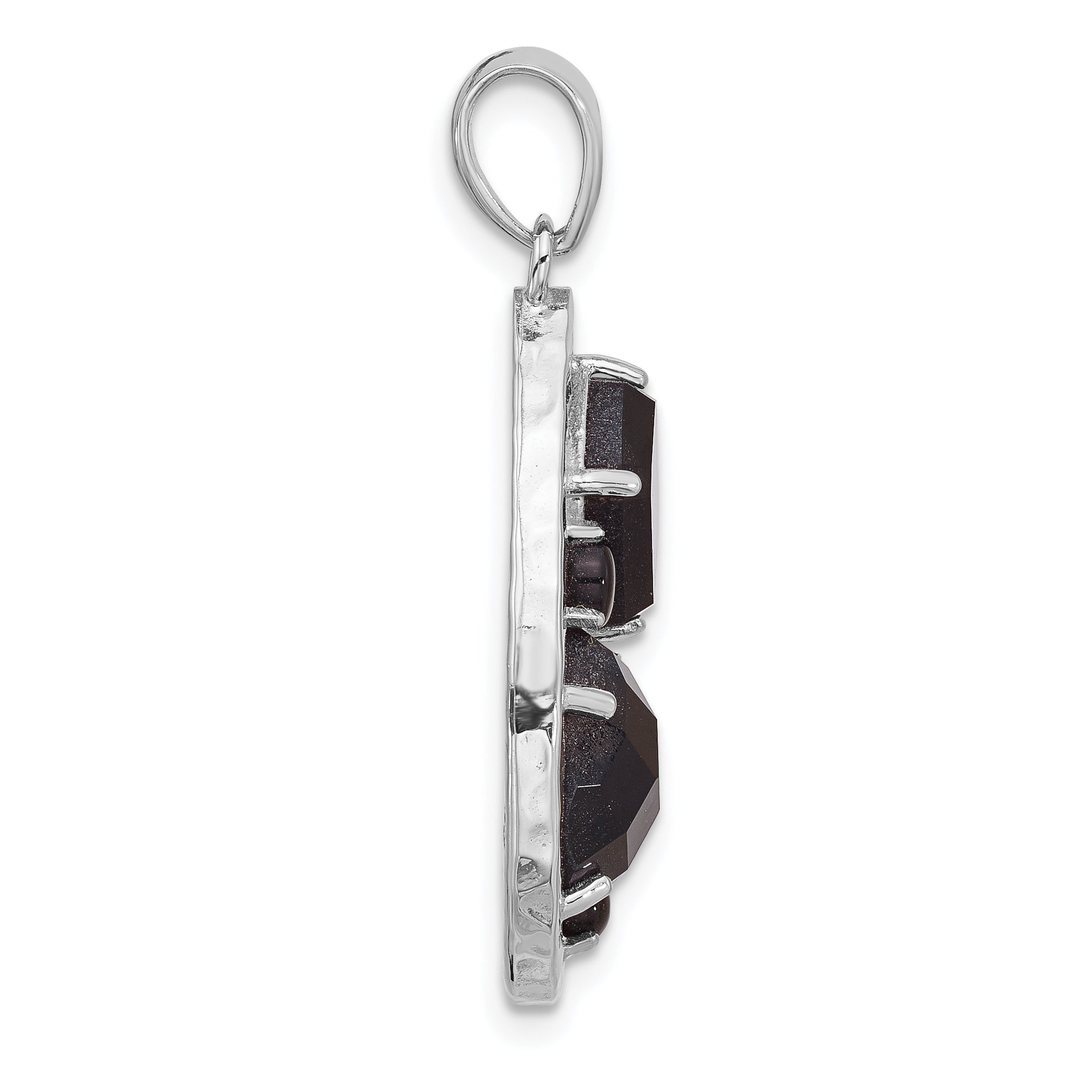 Sterling Silver Rhodium-plated Agate and Howlite Teardrop Pendant Secondary image