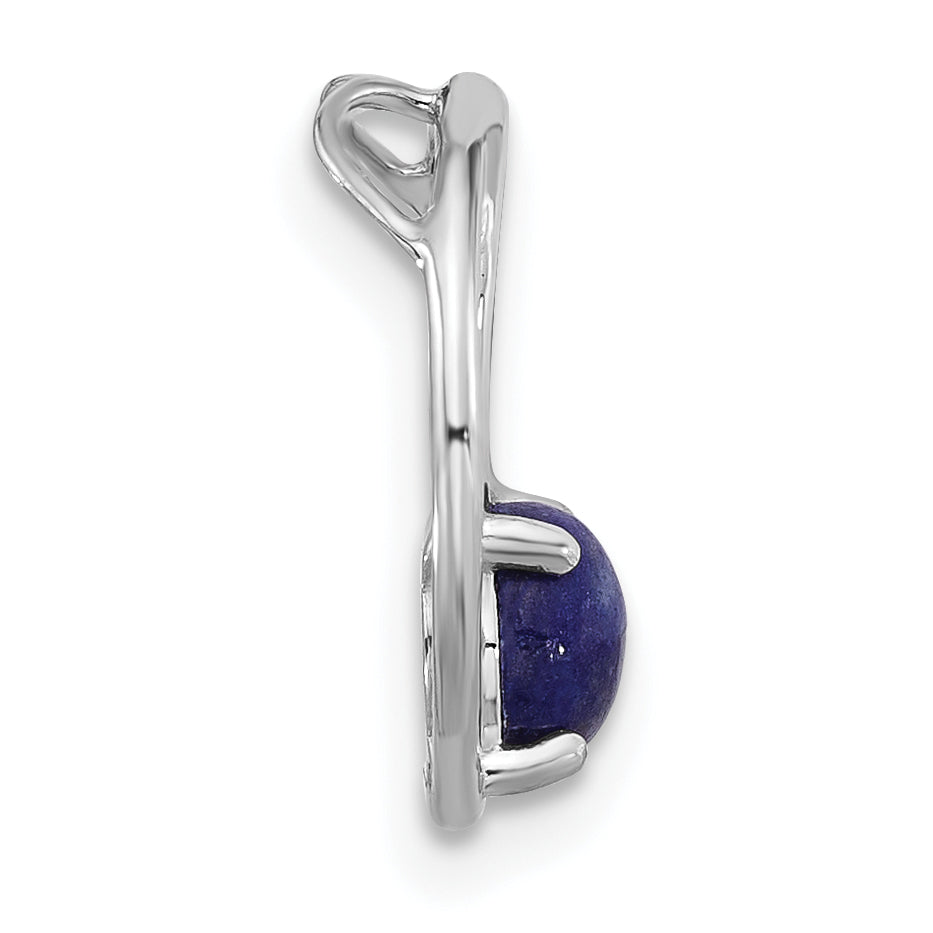 Sterling Silver Rhodium-plated Lapis Lazuli Round Chain Slide Pendant Secondary image