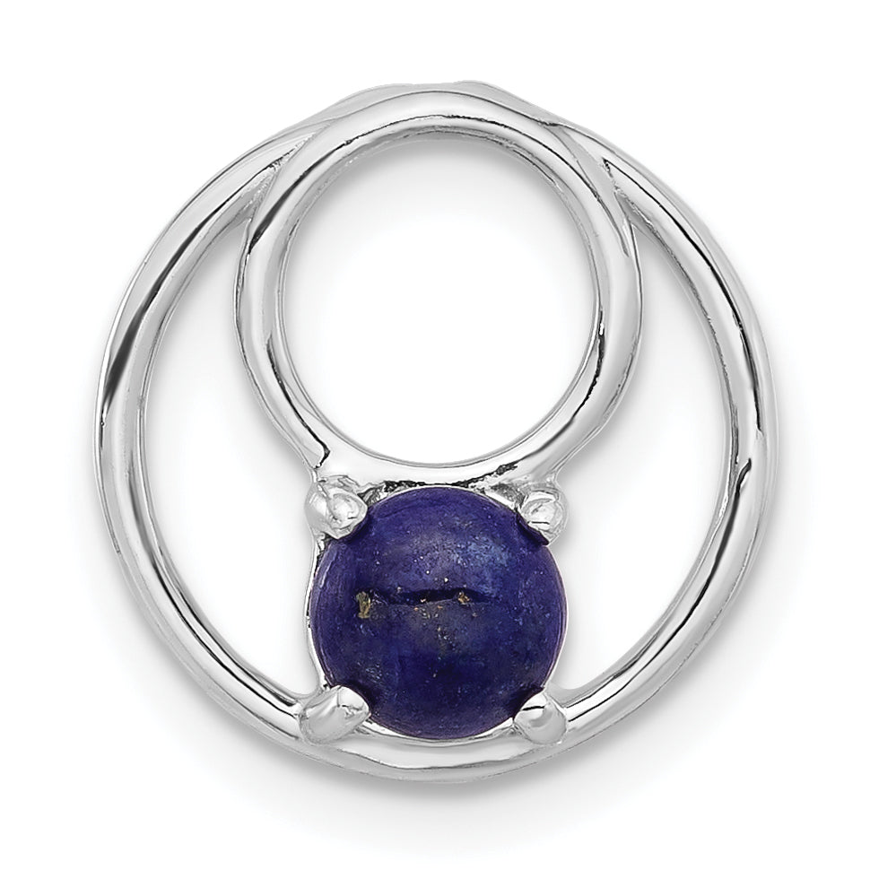Sterling Silver Rhodium-plated Lapis Lazuli Round Chain Slide Pendant Main image