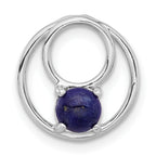 Sterling Silver Rhodium-plated Lapis Lazuli Round Chain Slide Pendant