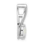 Sterling Silver Rh-plated CZ and White Created Opal Chain Slide Pendant
