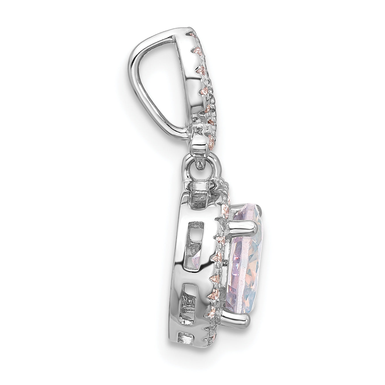 Sterling Silver Rhodium-plated Iridescent CZ Pendant Secondary image