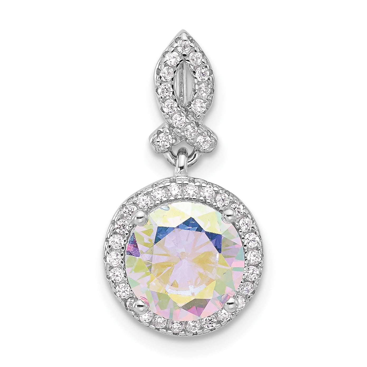 Sterling Silver Rhodium-plated Iridescent CZ Pendant Main image