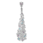 Sterling Silver Rh-plated Polished White/Blue/Purple CZ Teardrop Pendant