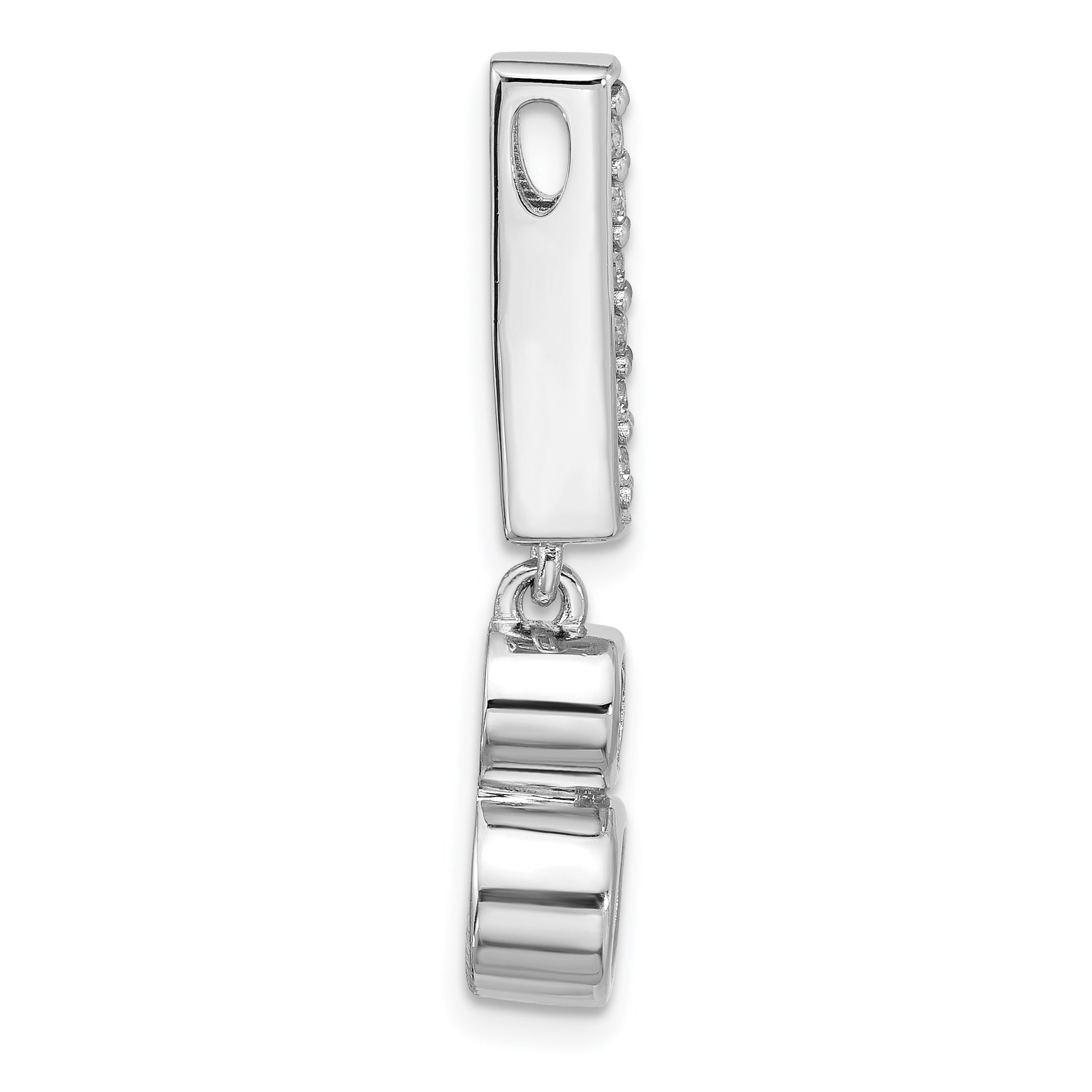 Sterling Silver Rhodium-plated Polished Purple CZ Chain Slide Secondary image