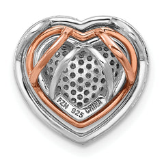 Sterling Silver Rh-plated and Rose-tone CZ 3-piece Interchangeable Heart