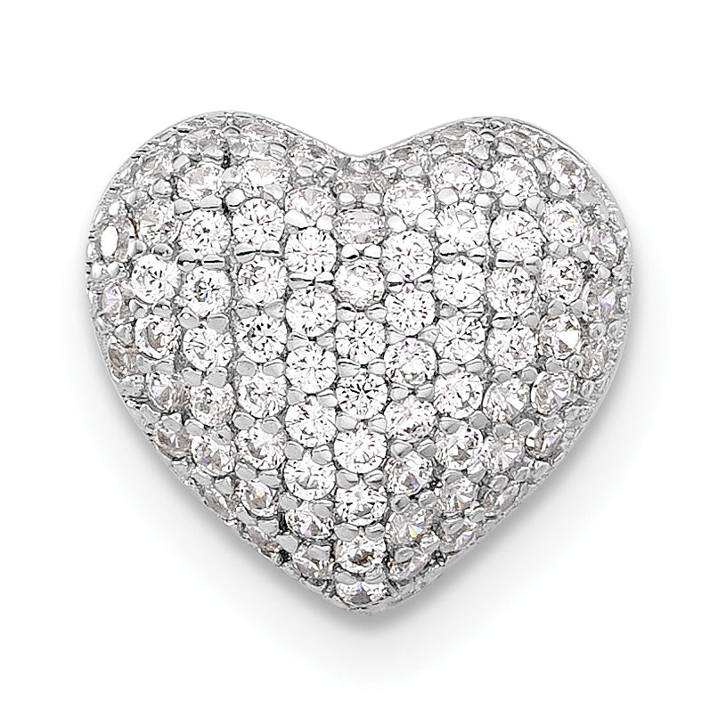 Sterling Silver Rh-plated and Rose-tone CZ 3-piece Interchangeable Heart
