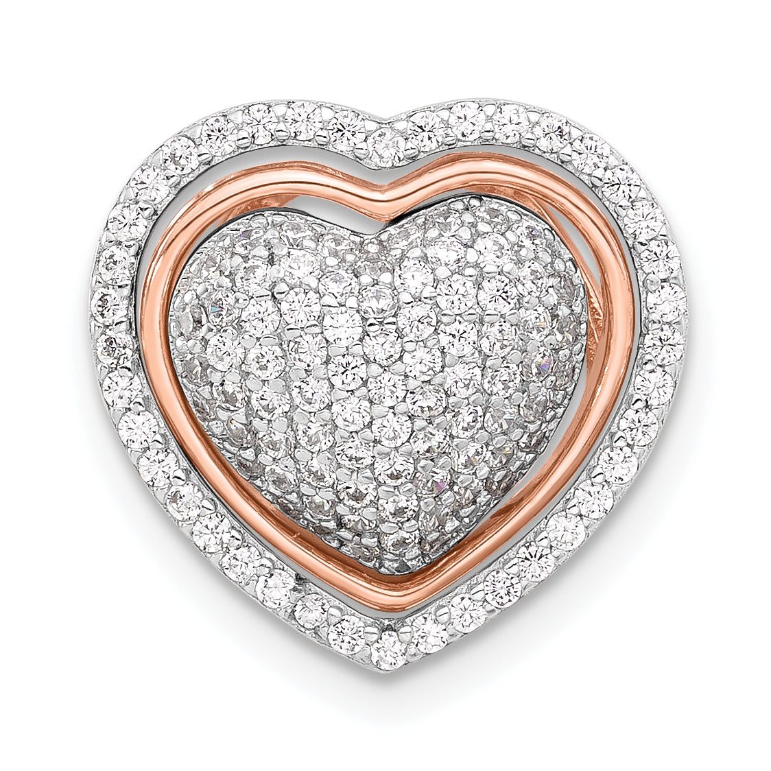 Sterling Silver Rh-plated and Rose-tone CZ 3-piece Interchangeable Heart Main image