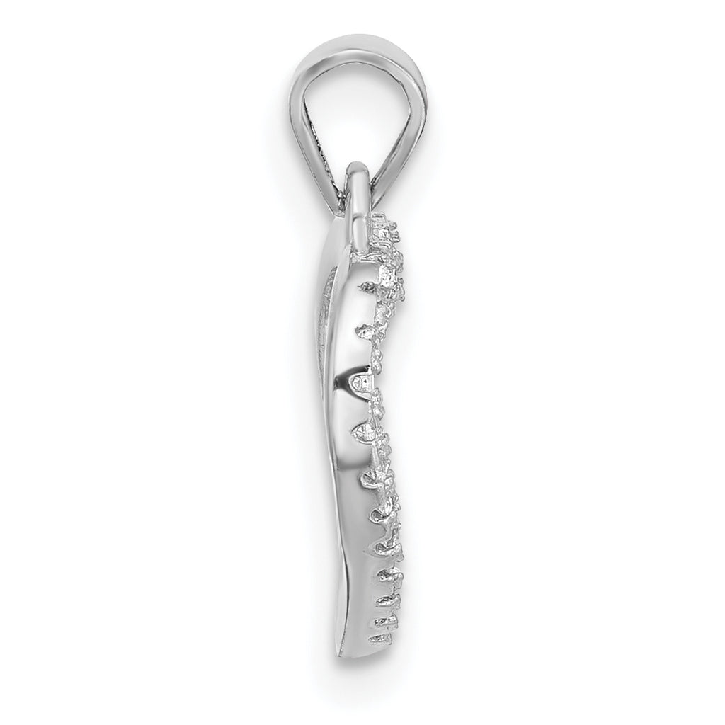 Sterling Silver Rhodium-plated CZ Heart Pendant