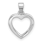 Sterling Silver Rhodium-plated CZ Heart Pendant