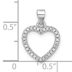 Sterling Silver Rhodium-plated CZ Heart Pendant