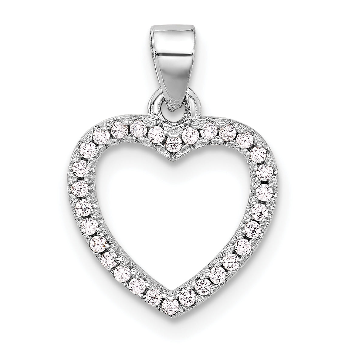 Sterling Silver Rhodium-plated CZ Heart Pendant Main image