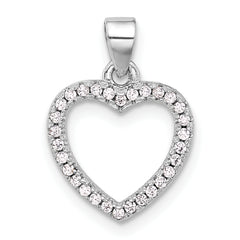 Sterling Silver Rhodium-plated CZ Heart Pendant