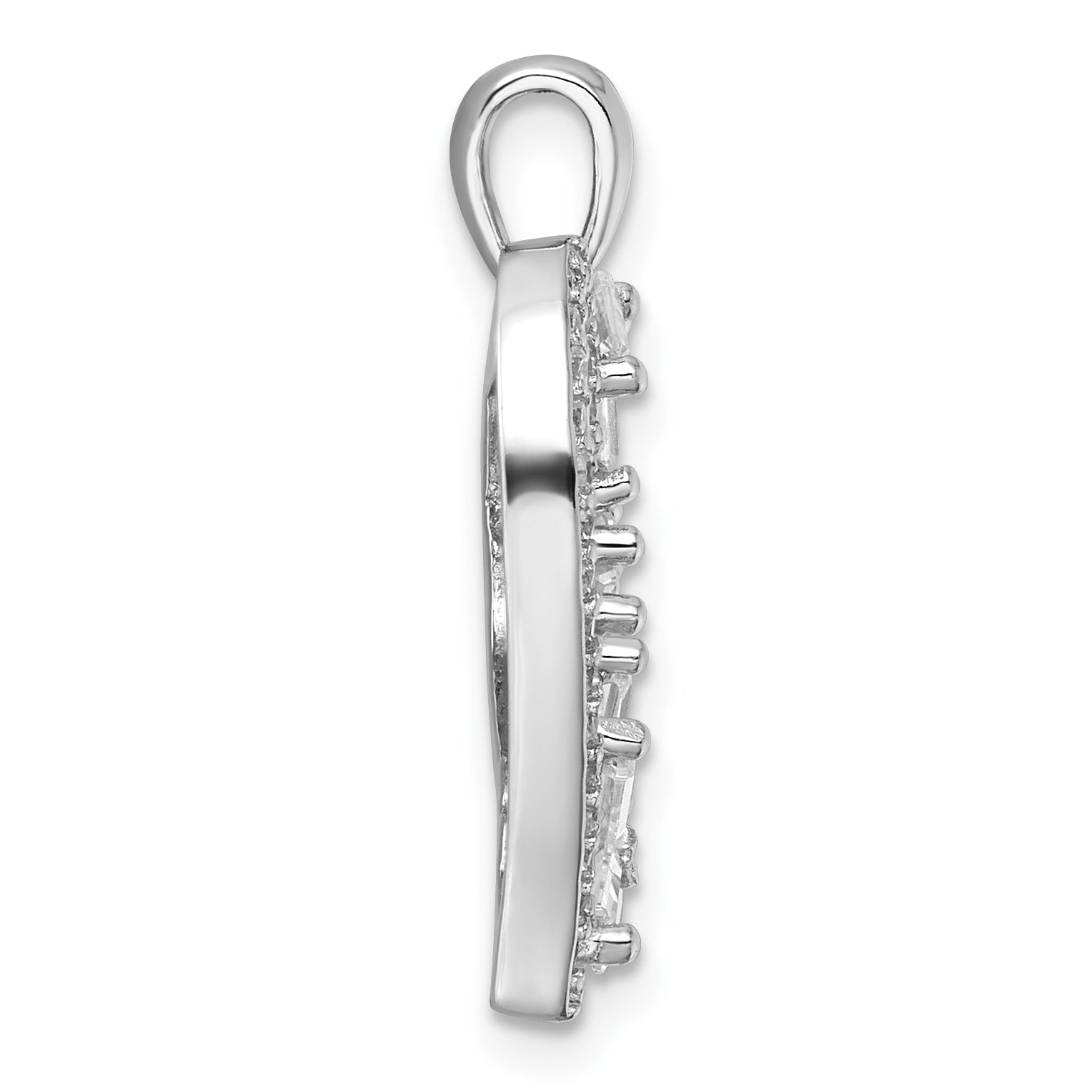 Sterling Silver Rhodium-plated CZ Heart Pendant