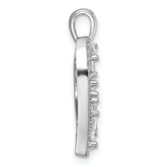 Sterling Silver Rhodium-plated CZ Heart Pendant