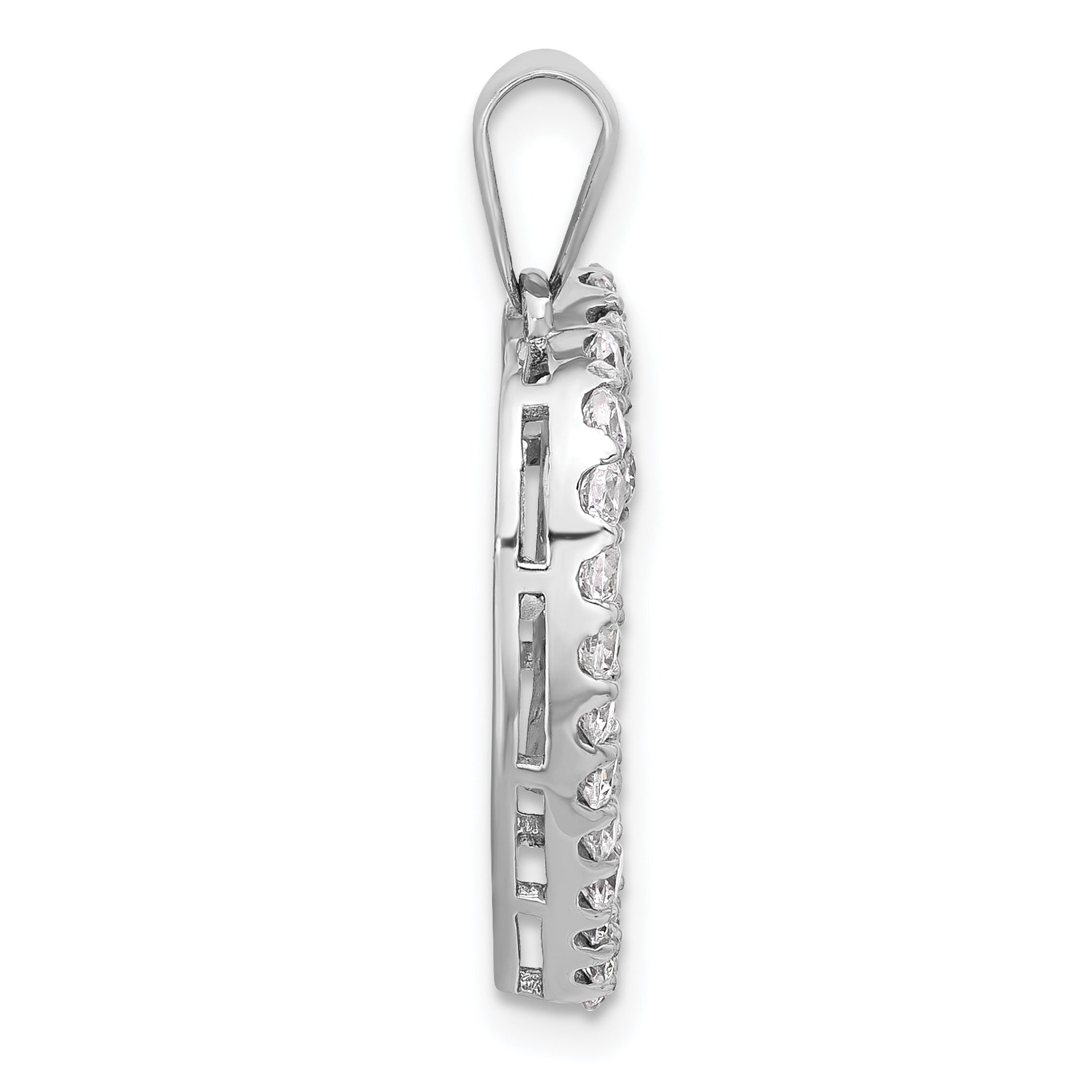 Sterling Silver Rhodium-plated CZ Double Heart Pendant Secondary image