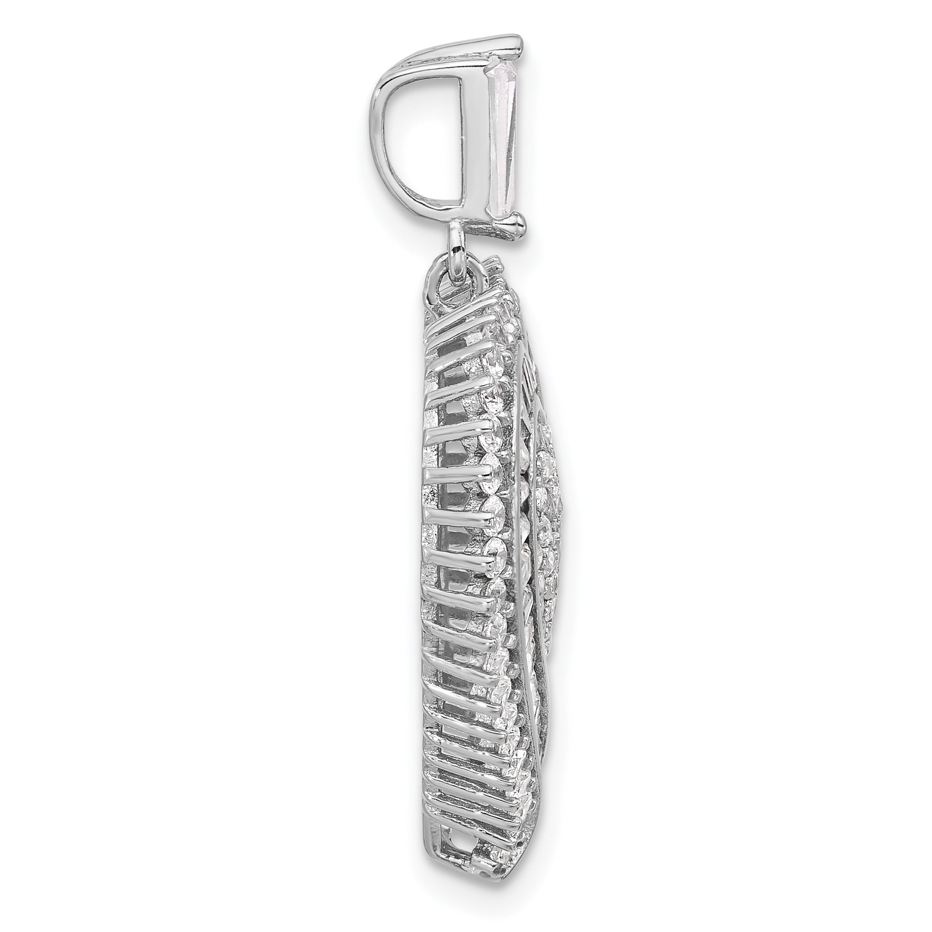 Sterling Silver Rhodium-plated CZ Heart Pendant Secondary image