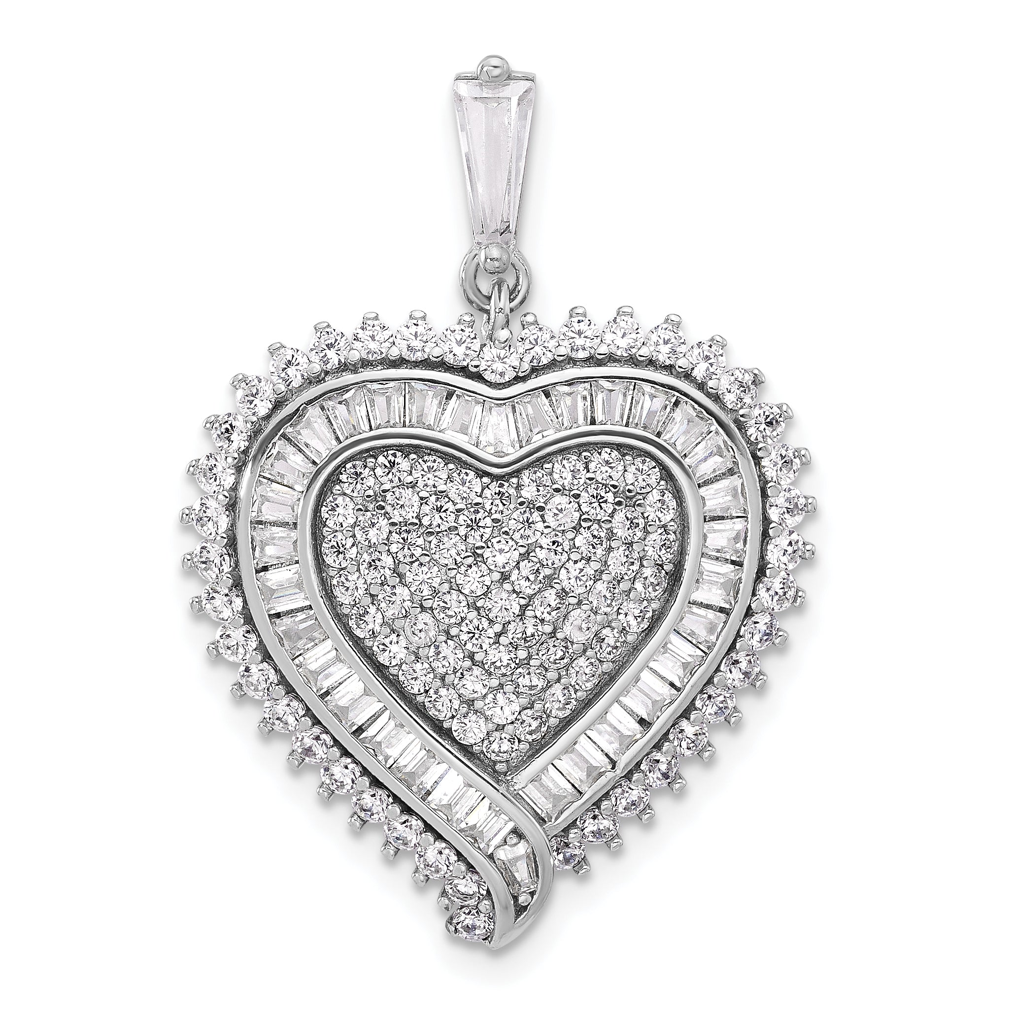 Sterling Silver Rhodium-plated CZ Heart Pendant Main image