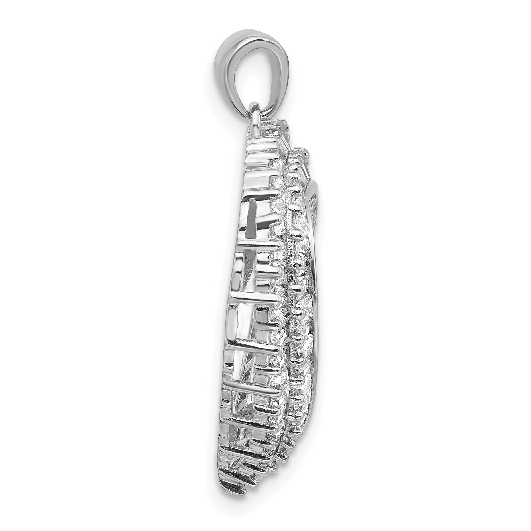 Sterling Silver Rhodium-plated CZ Heart Pendant