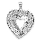 Sterling Silver Rhodium-plated CZ Heart Pendant