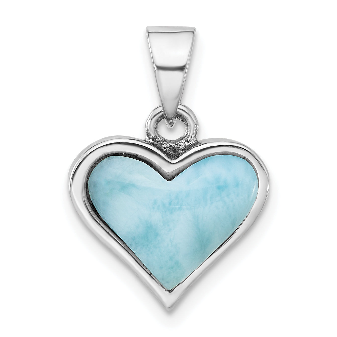 Sterling Silver Rhodium-plated Larimar Heart Pendant Main image