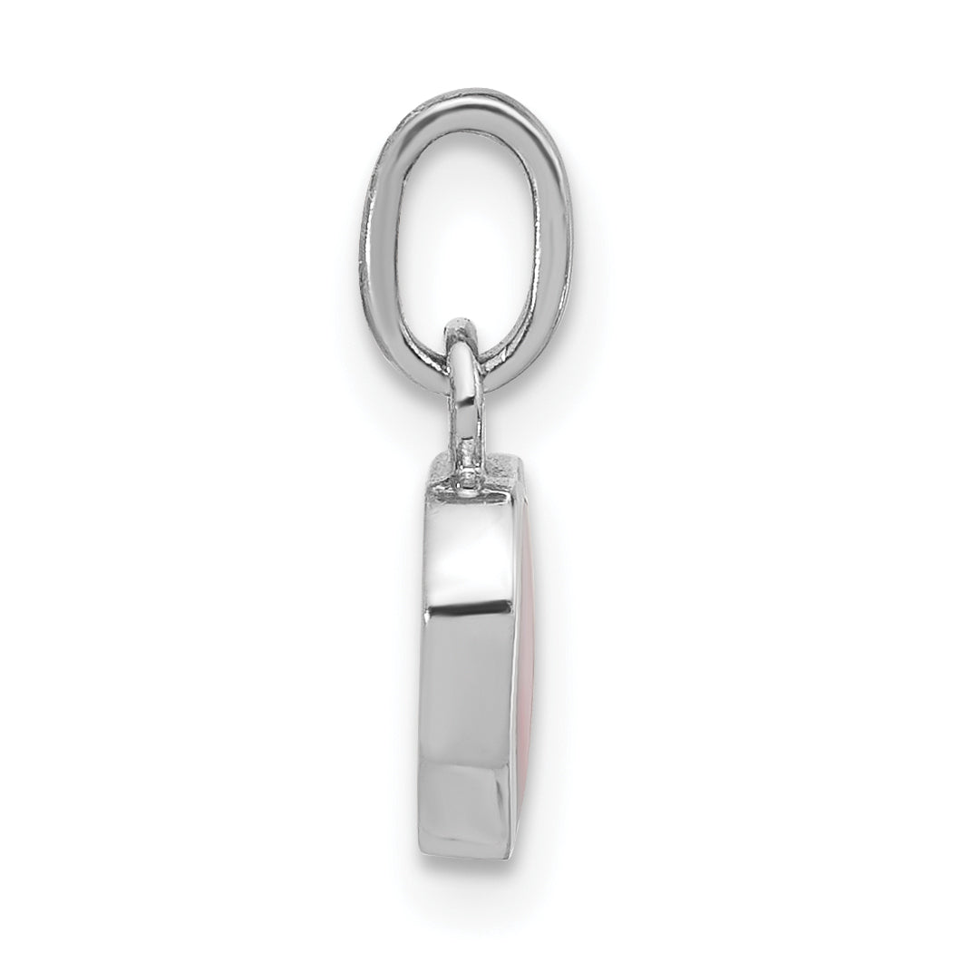 Sterling Silver Rhodium-plated Pink Mother of Pearl Heart Pendant Secondary image