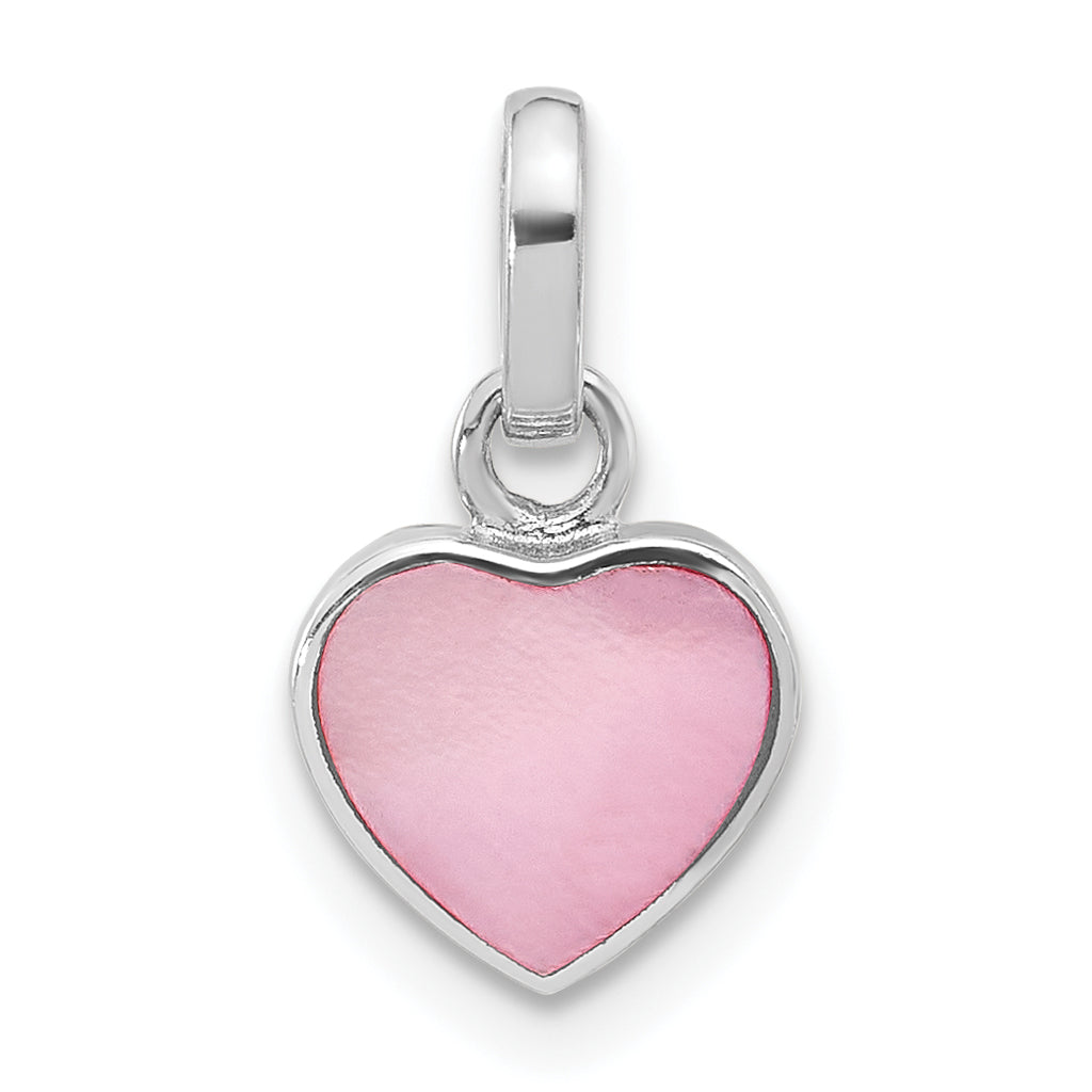 Sterling Silver Rhodium-plated Pink Mother of Pearl Heart Pendant Main image