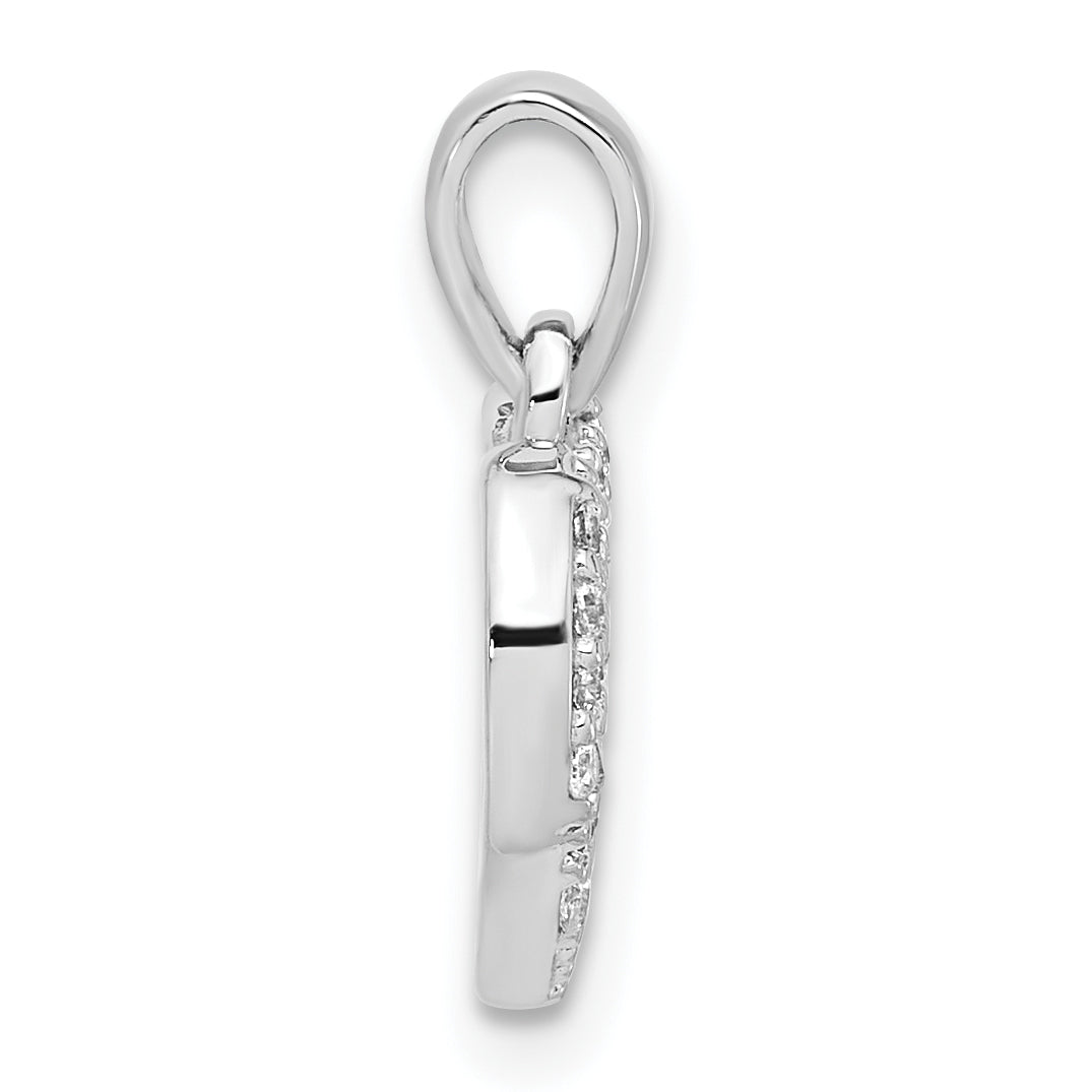 Sterling Silver Rhodium-plated Polished and CZ Pave Heart Pendant Secondary image
