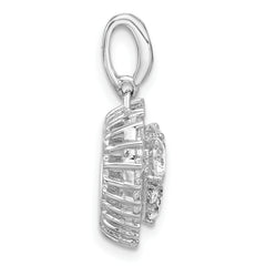 Sterling Silver Rhodium-plated CZ Heart Pendant