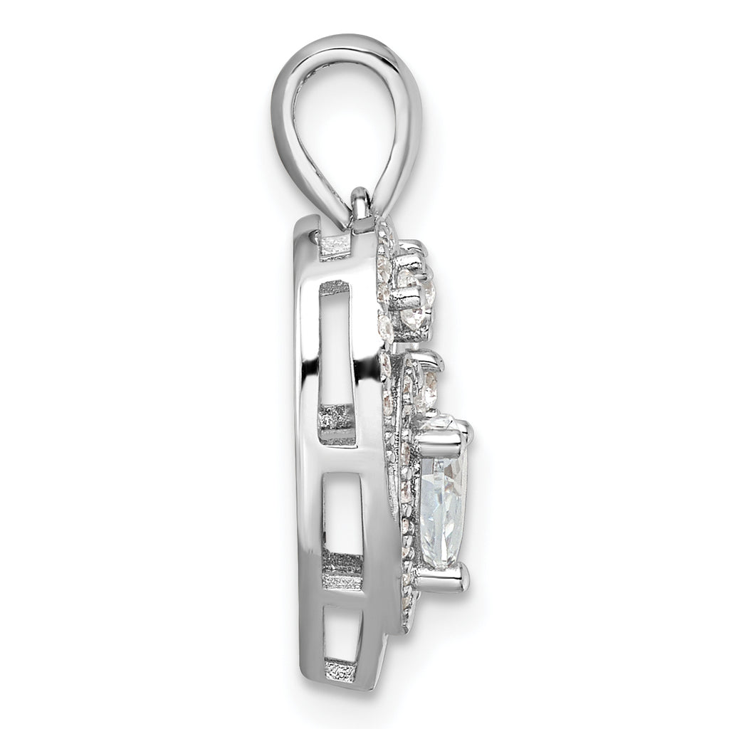 Sterling Silver Rhodium-plated CZ Heart Pendant