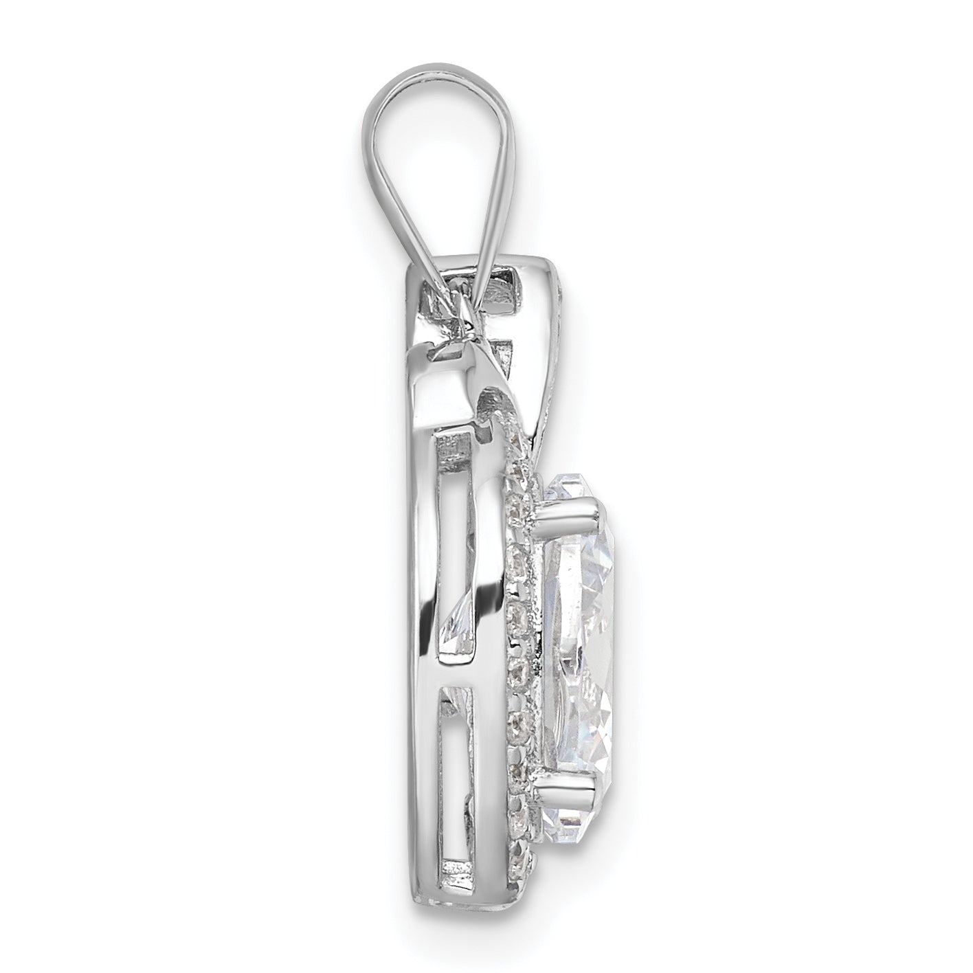 Sterling Silver Rhodium-plated CZ Apple Pendant Secondary image