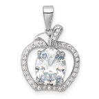 Sterling Silver Rhodium-plated CZ Apple Pendant