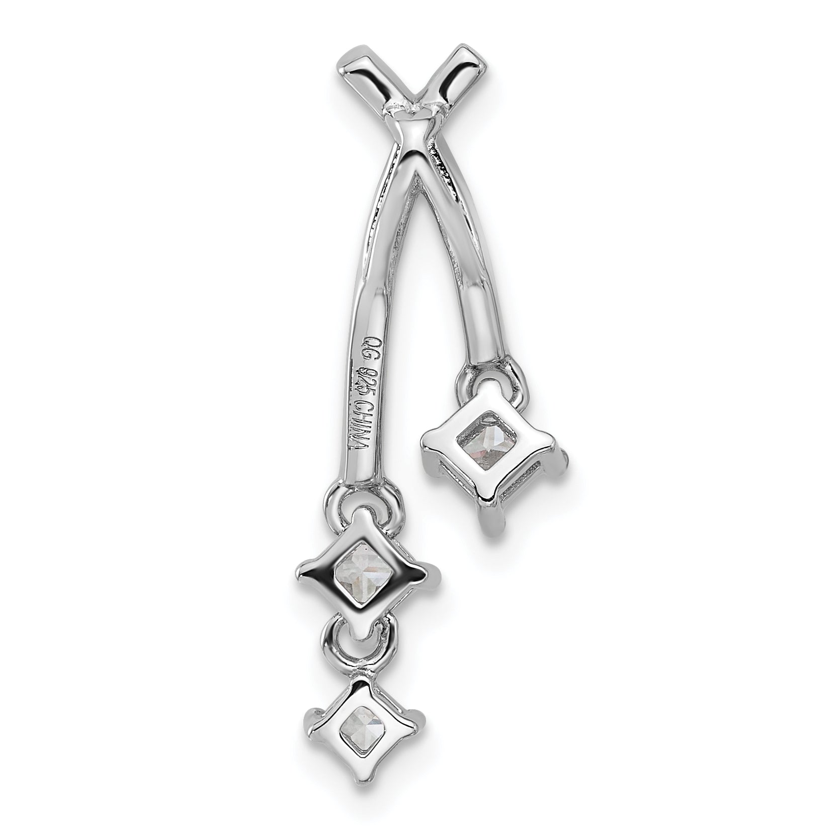 Pure Fire Sterling Silver Rhodium-plated Fancy CZ Chain Slide Pendant