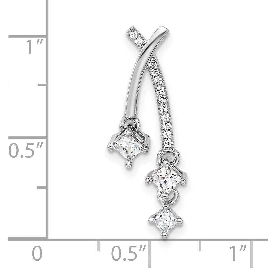 Pure Fire Sterling Silver Rhodium-plated Fancy CZ Chain Slide Pendant