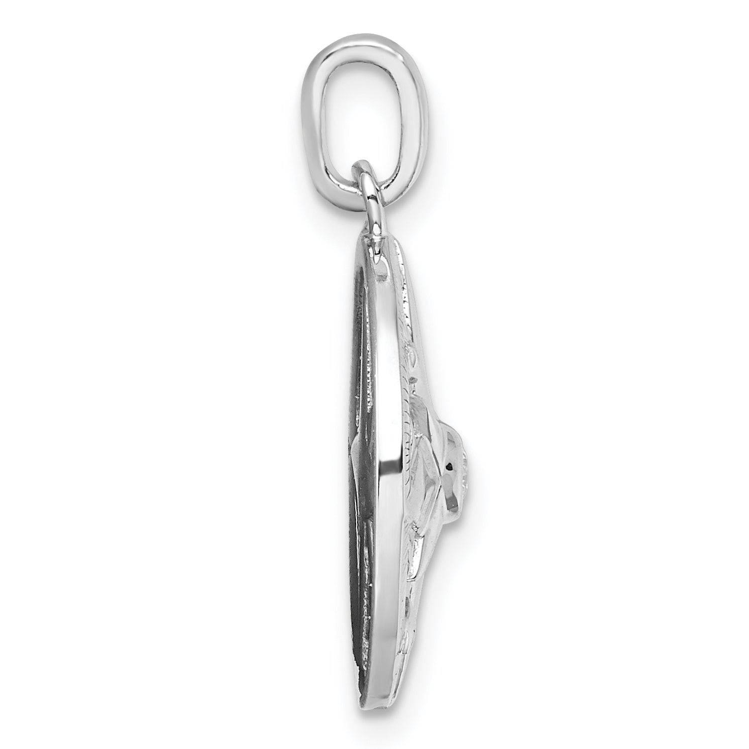 Sterling Silver Rhodium-plated Polished CZ Compass Pendant Secondary image