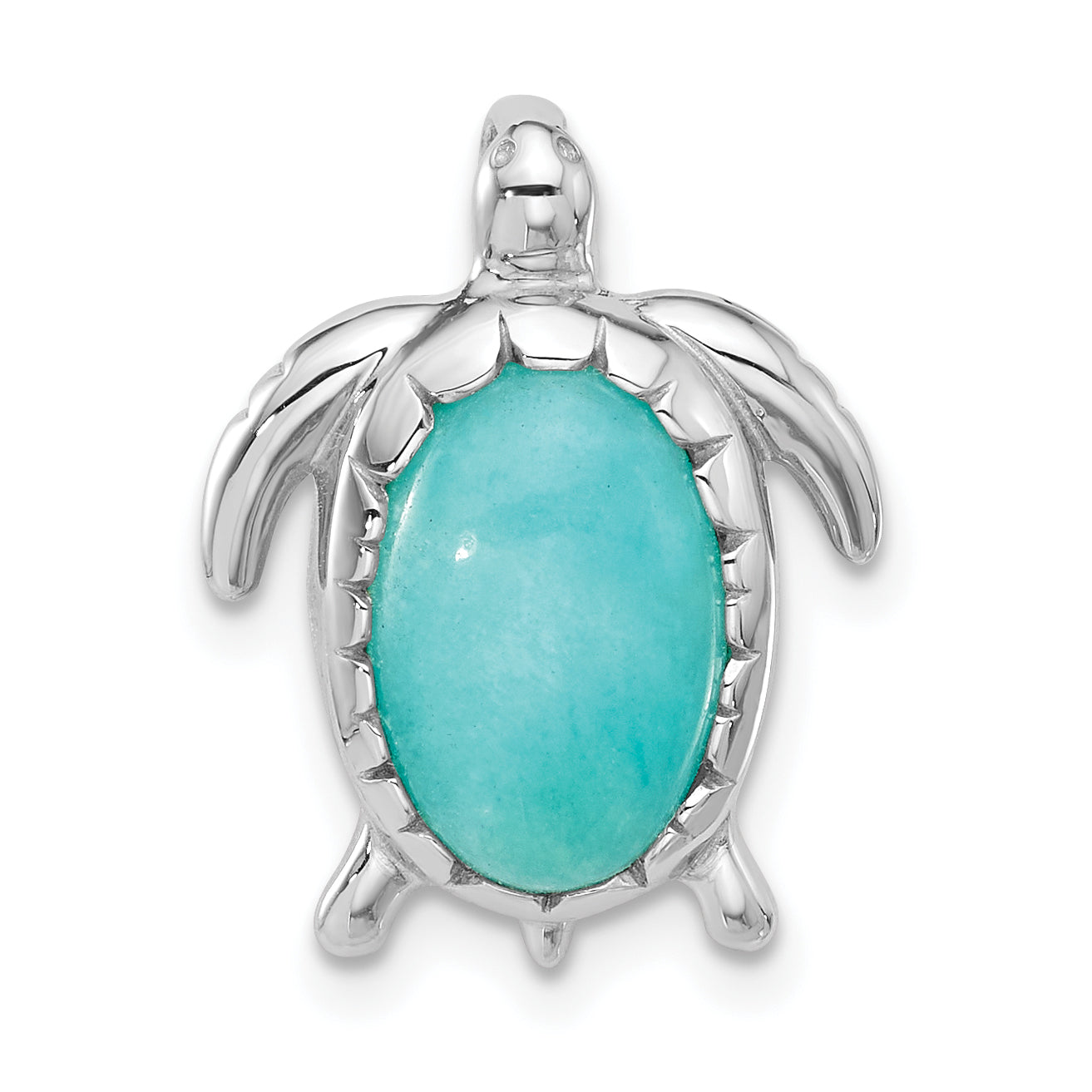 Sterling Silver Rhodium-plated Polished Amazonite Turtle Chain Slide Main image