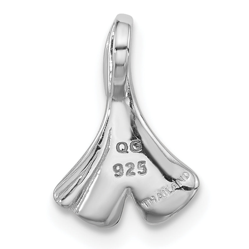 Sterling Silver Rhodium-plated Floral Leaf Chain Slide