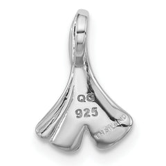 Sterling Silver Rhodium-plated Floral Leaf Chain Slide