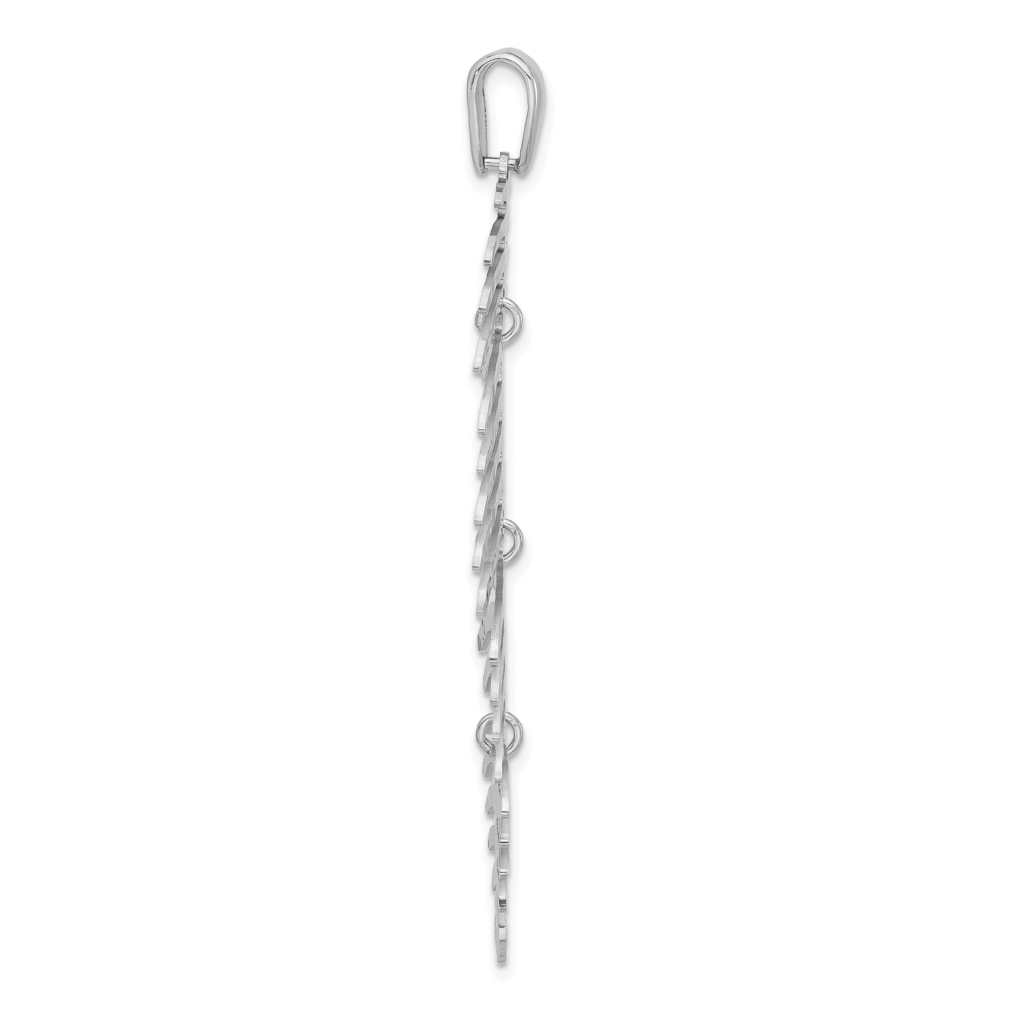 Sterling Silver Rhodium Plated Polished Moveable Leaf Pendant