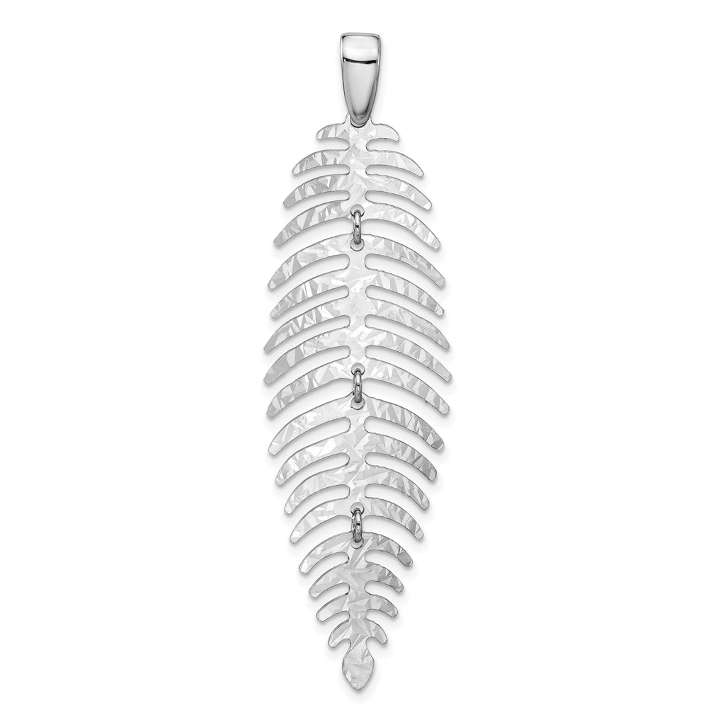 Sterling Silver Rhodium Plated Polished Moveable Leaf Pendant