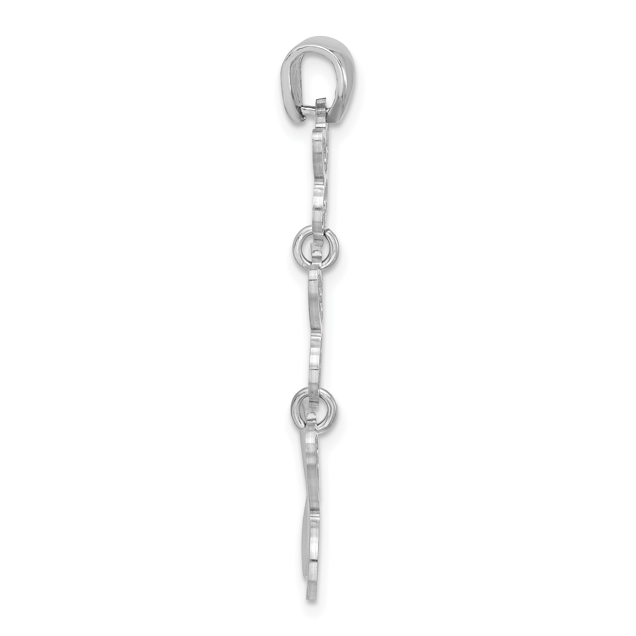 Sterling Silver Rhodium Plated Polished Beaded Butterfly Pendant Secondary image