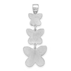 Sterling Silver Rhodium Plated Polished Beaded Butterfly Pendant